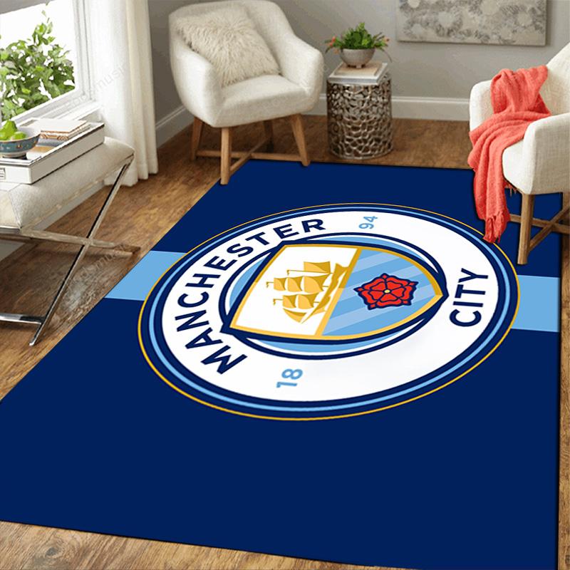 Manchester City Pattern Rug Floor Mat for Living Room or Bedroom Soft and Comfortable Carpet a Gift for Birthday and Holiday.