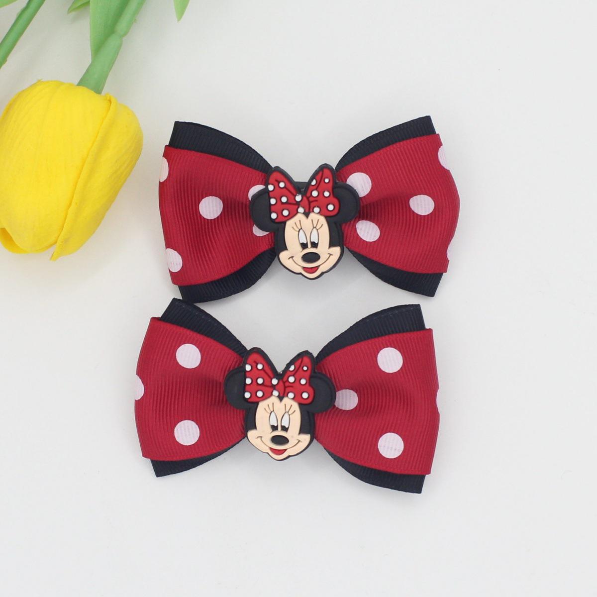 Polka Dot Bow Hair Clips - Sweet Mickey Style, New Trend красный