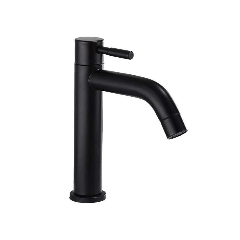 Enhanced Black Single-Hole Cold Basin Faucet - 304 Stainless Steel for Countertop/Undermount Bath