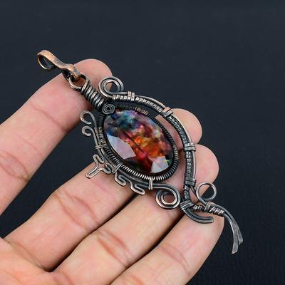 Ammolit Edelstein Handgefertigt Reiner Kupferdraht Wickel Schmuck Anhänger Für Sie