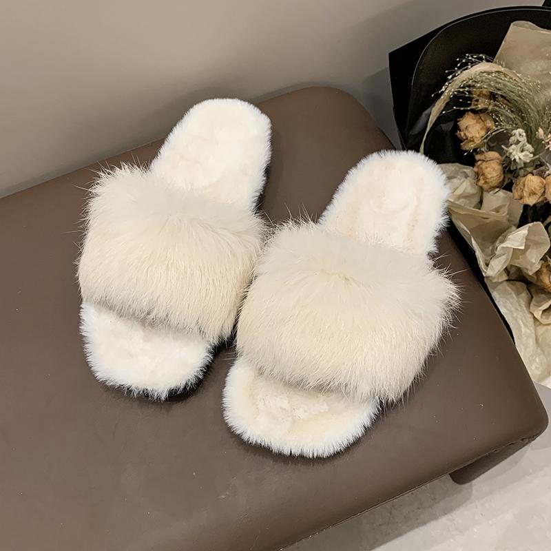 

Зимние меховые тапочки женские 2024 плоские тапочки из натурального меха норки теплые мягкие домашние женские меховые тапочки роскошная дизайнерская женская обувь 35 бежевый