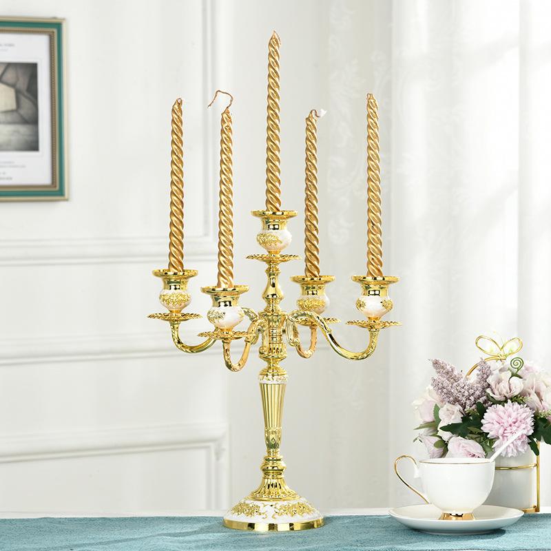 European Style Silver-Plated Metal Candelabra for Weddings and Hotels