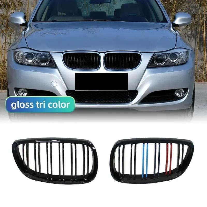 Car Front Grille Racing Front Sport Grill Gloss Black Double Slat Kidney Grille For BMW E92 E93 M3 2006-2009