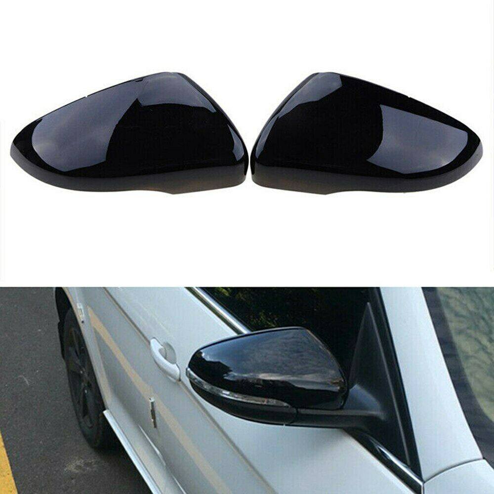Pair Left Right Gloss Black Wing Mirror Cover Cap Casing For VW Touran Golf MK6