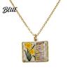 Stylish Women Necklace Birth Flower Necklace Floral Book Pendant January