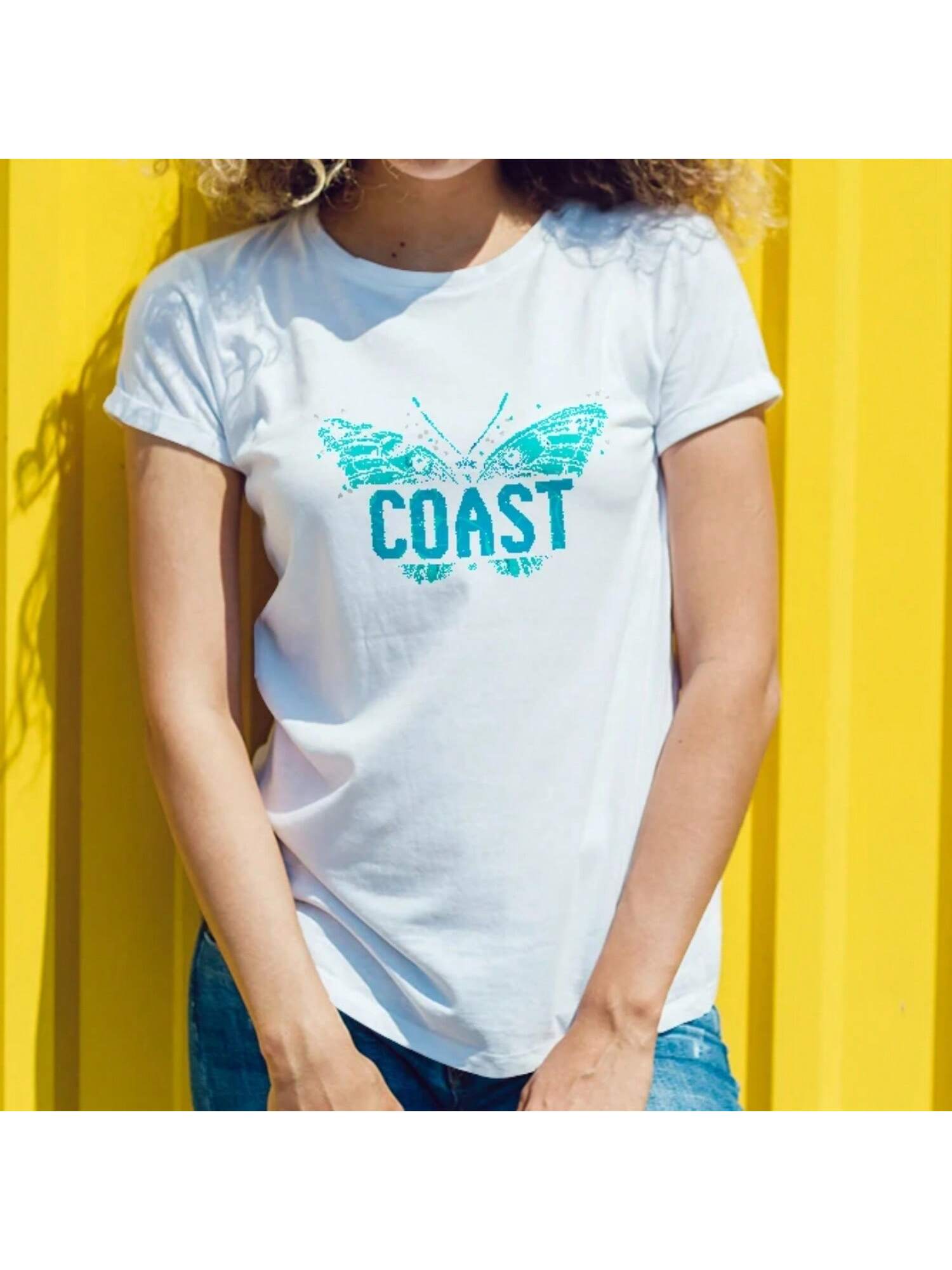 Wounisex s Round Neck Butterfly And Letter Print Casual Spring And Summer T-Shirt Interpretation Of Style S разноцветный