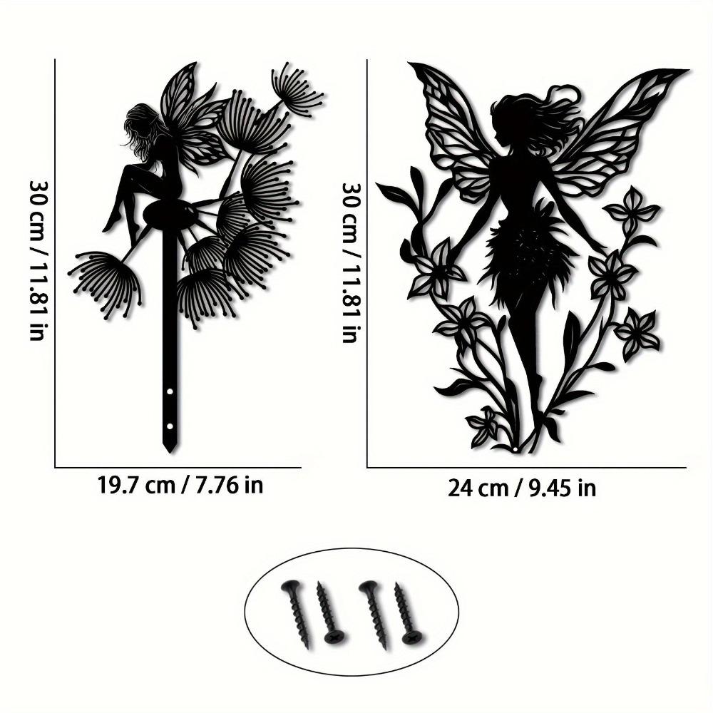 Iron Nature Elf Wall Sculpture Fairy Dandelion Sprite Metal Art Garden Decor Home Accent Holiday Gift