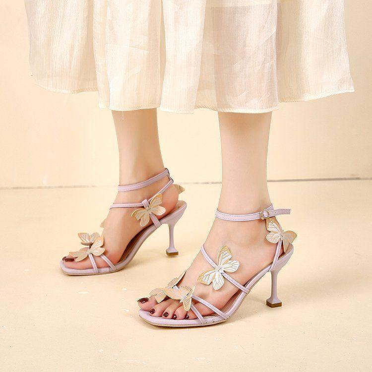 With Skirt, European and American Sandals, Women's Thin Heels, High Heels, Versatile Temperament, Commuting Roman Women's Shoes 2025 New Summer