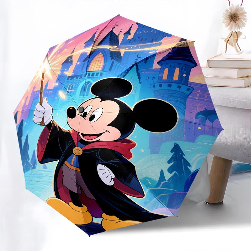 Magic Kingdom, Mickey Mouse Automatic Opening and Closing Umbrella, Compact Travel Umbrella, Lightweight and Portable, Suitable for Beach Co