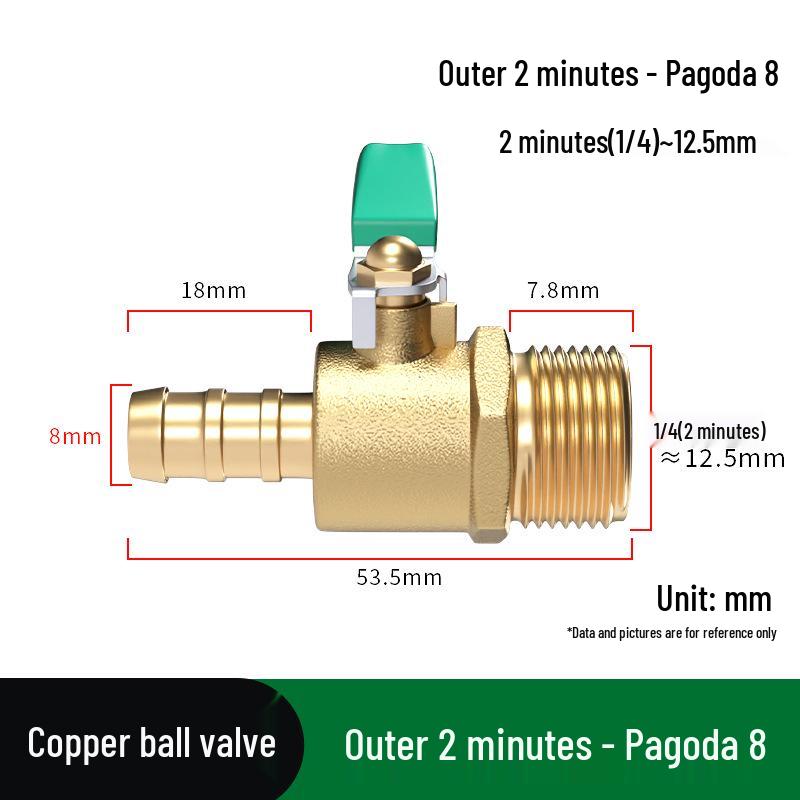 Heavy-Duty 1/2" Brass Ball Valve for Air and Water Pipes, Internal/External Thread