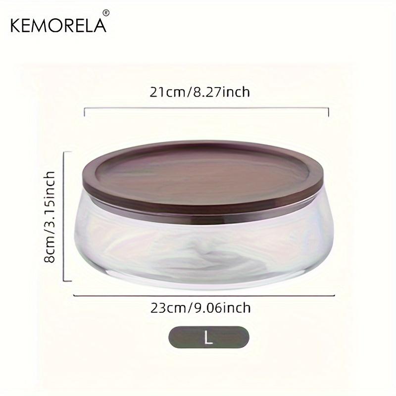 KEMORELA 1PCS Glass Food Storage Containers with Wooden Lid Kitchen Snack Fruit Candy Nut Sundries Storage Organizer for Kitchen