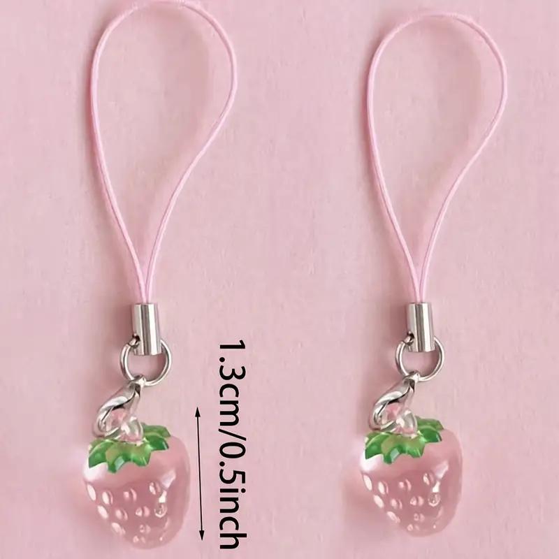 Ciondoli per Telefono Fragola Carini, Ciondolo in Resina con Accenti Creati, Mini Ciondolo Frutta Accessori Laccio per Cellulare
