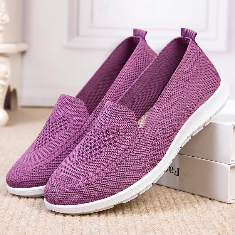 Changfengshu Processing customized women's shoes New fly-woven breathable casual shoes Versatile comfortable single shoes Flat mother shoes