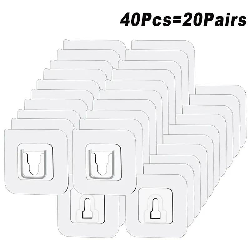 Double Sided Adhesive Wall Hooks Hanger Strong Transparent Suction Cup Storage Socket Hooks Bathroom Kitchen Bedroom Hook Kit