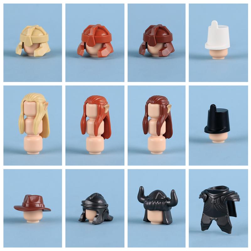 MOC Medieval Military Castle Soldier Figures Helmets Series Building Blocks Knights Accessories Warrior Hat  Bricks Toys Gifts
