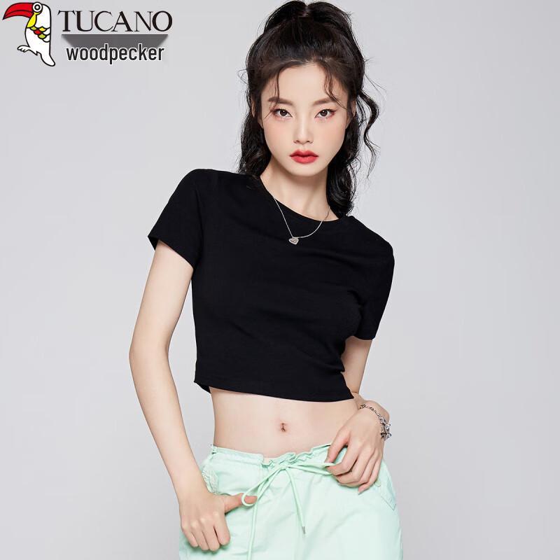 Женская облегающая укороченная футболка L