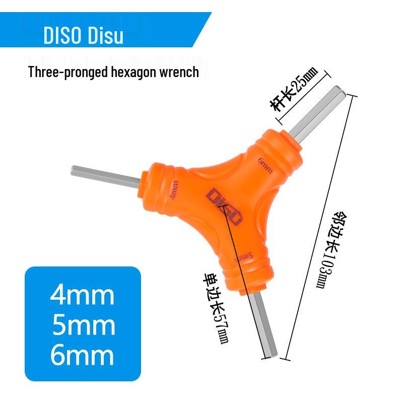 Three-Pronged Hexagonal Multi-Purpose Wrench: Flat Head, Phillips Head, and Inner Hexagonal for Air Conditioning Maintenance