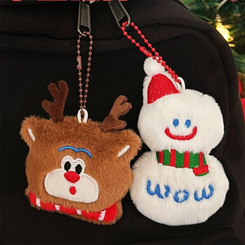 Kawaii Christmas Plush Keychain Christmas Tree Deer Hanging Ornaments Christmas Gift Schoolbag Keychain Bag Pendant Kids Gift