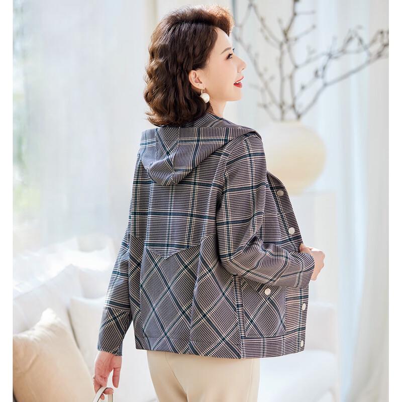 Pasite Women's Casual Plaid Hooded Jacket