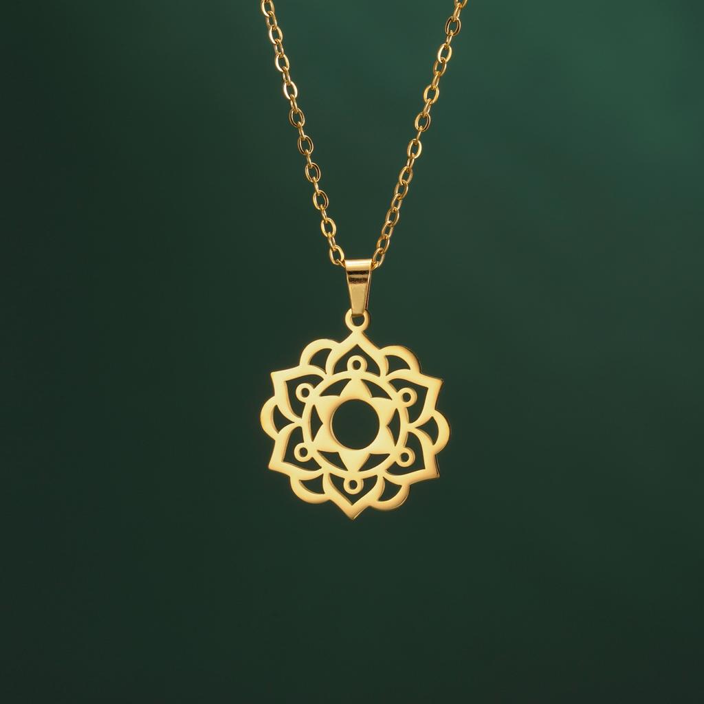 LIKGREAT Yoga Lotus Necklaces Stainless Steel Flower of Life Pendant Women Girls Mandala Healing Buddha Spiritual Chakra Jewelry