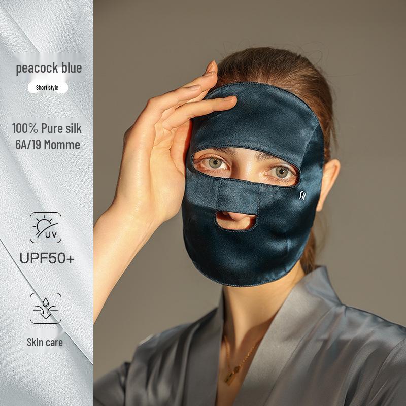 Women's Summer Mulberry Silk Facekini: Sun & Eye Protection, Breathable, XKZ55