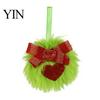 Glitter Bow Holiday Decorations Faux Fur Pom Poms Christmas Ornaments, 2.3 Inch Soft Fluffy Green Ball Hanging Cute Seasonal Decorative Accents