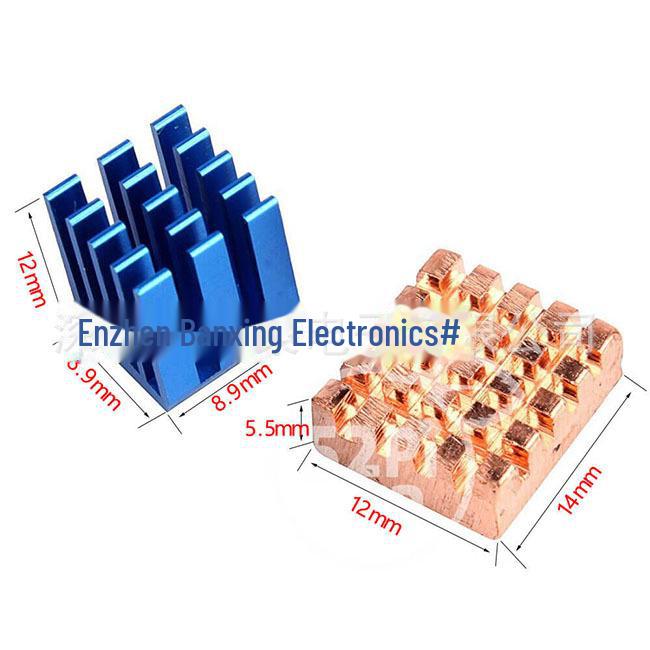 Blue Aluminum/Copper Heat Sink Set for Raspberry Pi 3B/4B