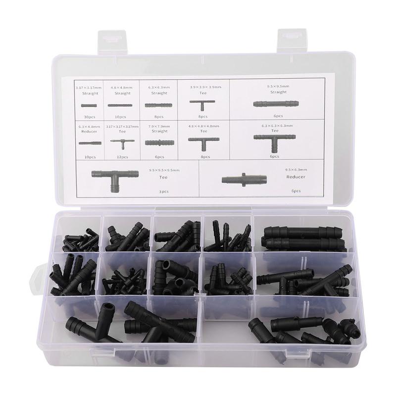 Kit Assortimento Connettori Sottovuoto 113 Pezzi Tubi Sottovuoto Automobilistici Connettori a T Giunti Tubo Spruzzatore Acqua Tubo di Collegamento Tergicristallo Auto
