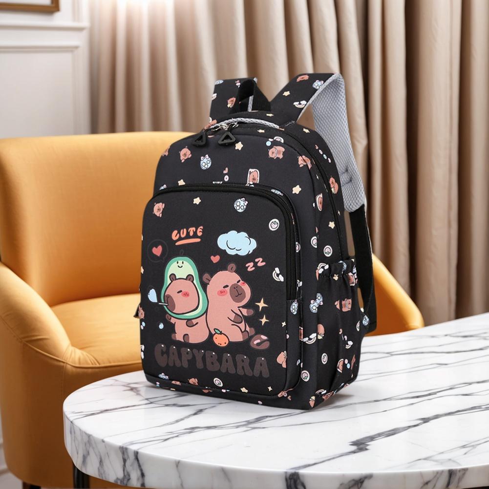 3PCS Set Capybara School Bags for Girls Primary Schoolbag Cartoon Backpack Set Rucksack Bagpack Kids Cute Children Book Bags