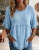 2026 European & American Loose Fit Women's Casual Short Sleeve Round Neck Pullover Top