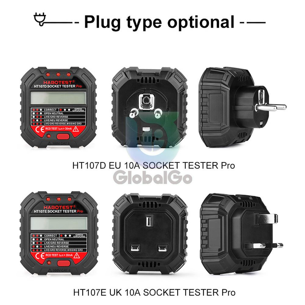 HT107E/B/D Intelligent Ground Wire Tester Socket Tester Voltage Frequency Line Power Tester LCD Plug Phase Meter Socket Tester