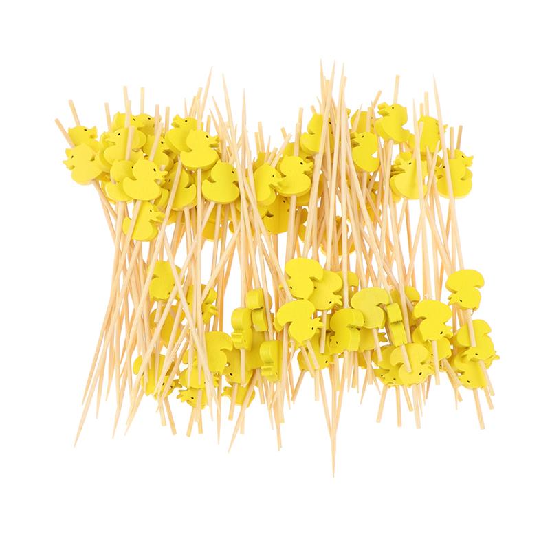 100 Pcs Disposable Bamboo Picks Food Fruit Cocktail Handmade Toothpicks