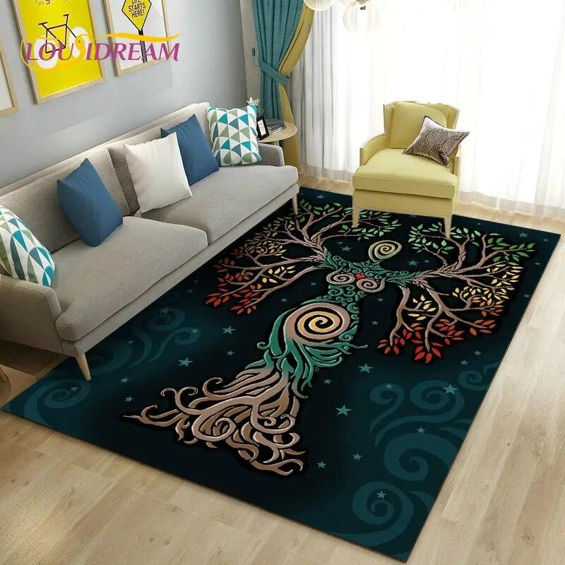 Rainbow 7 Chakra Mandala Bohemia Area Rug,Carpet Rug for Living Room Bedroom Sofa Doormat Decoration,Yoga Non-slip Floor Mat