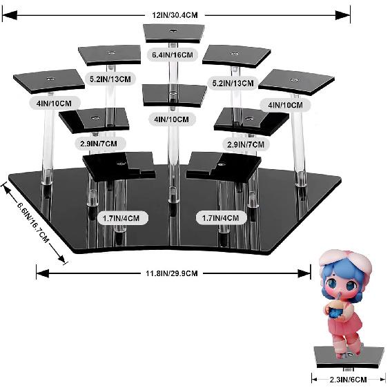 Acrylic Display Stands,10-Tier Action Figure Display Stand,Multilevel Acrylic Risers for Funko Pop Cupcake Dessert and Perfume Display,Display Risers