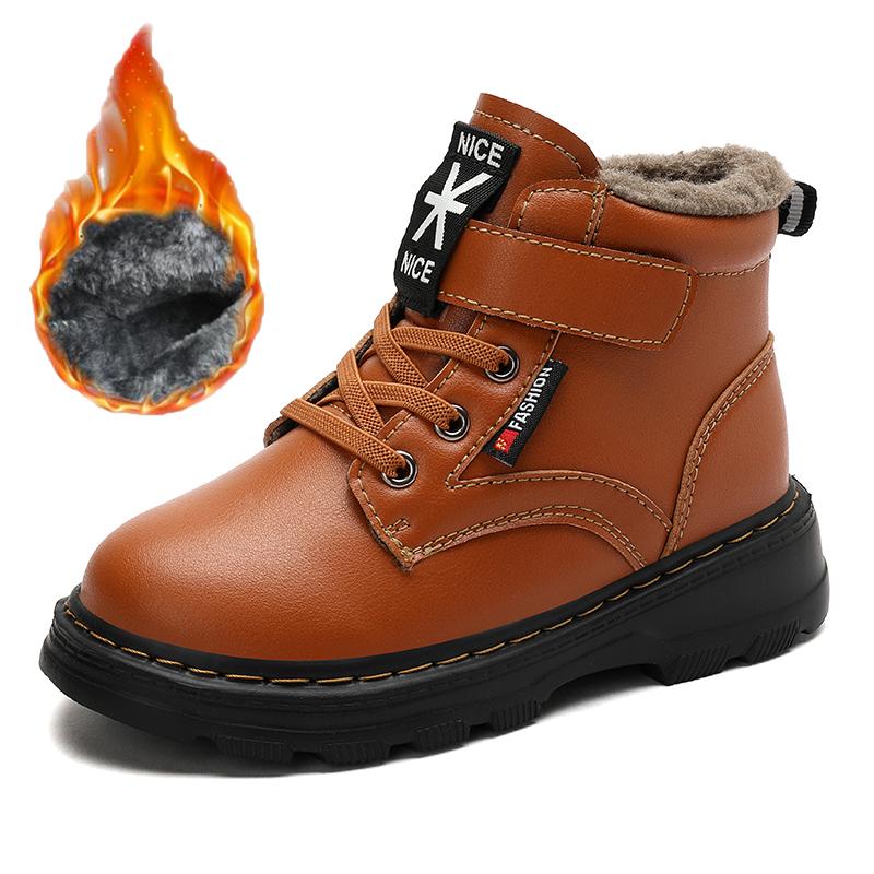 Winter Children's Plus Size Fashionable High Top with Plush Warm Cotton Shoes Snow Boots Cotton Boots 28-39