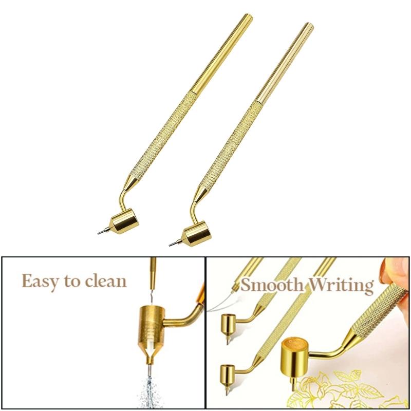 2Pcs Detailing Line Fluid Writer Paint Applicator Pen Slanting Precisions Ruling Pen for Drawing Lines,Scratch Repair