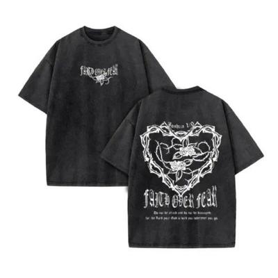 Summer Christian Jesus Men T Shirt Wash Short Sleeve Street Print Vintage T Shirt Oversize T Shirt for Men and Women