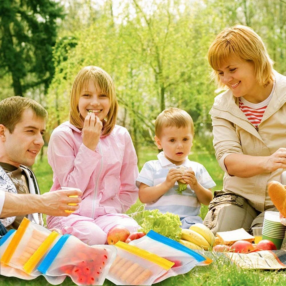 3 Pcs Food Storage Bags, BPA Free Reusable Gallon Freezer Bags, Super Thick Leak Proof Silicone And Plastic