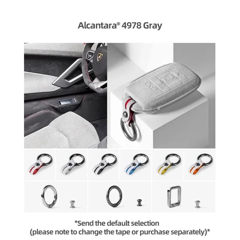 

Betterhumz For Rolls Royce Phantom Cullinan Wraith Made of Alcantara Wrap Car Remote Key Case Protect Cover Bag Accessories 4978 Gray