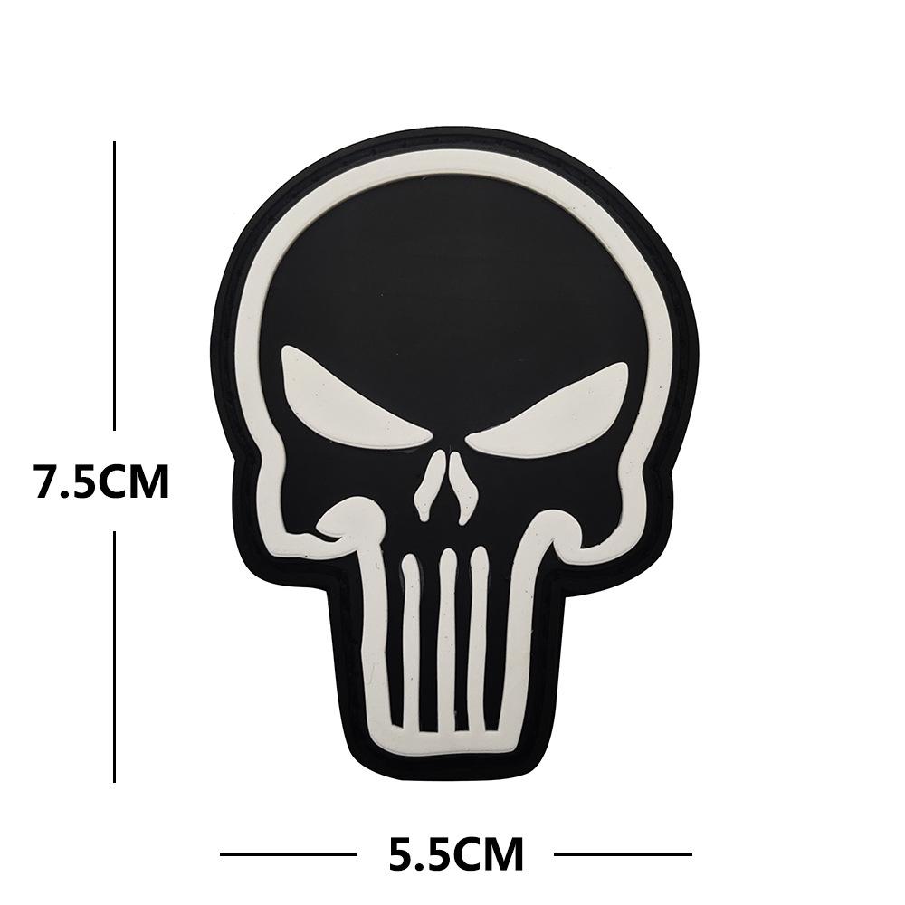 3D PVC Punisher Skull Morale Velcro Patch for Tactical Backpack