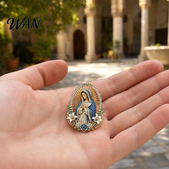 Religious Safety Pin Buckle Sacred Heart of Jesus Brooch, Christian Confirmation with Enamel Finish, Jewelry Gift for Women Men Devotional Keepsake