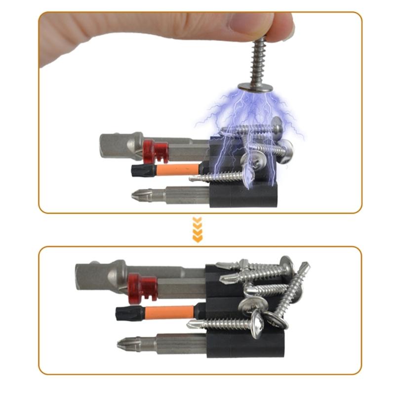 Professional Magnetic Screwdriver Bit Holder 3 Hole Design Nonslip Rubber Grip Lightweight 12g For Electric/Manual Tool
