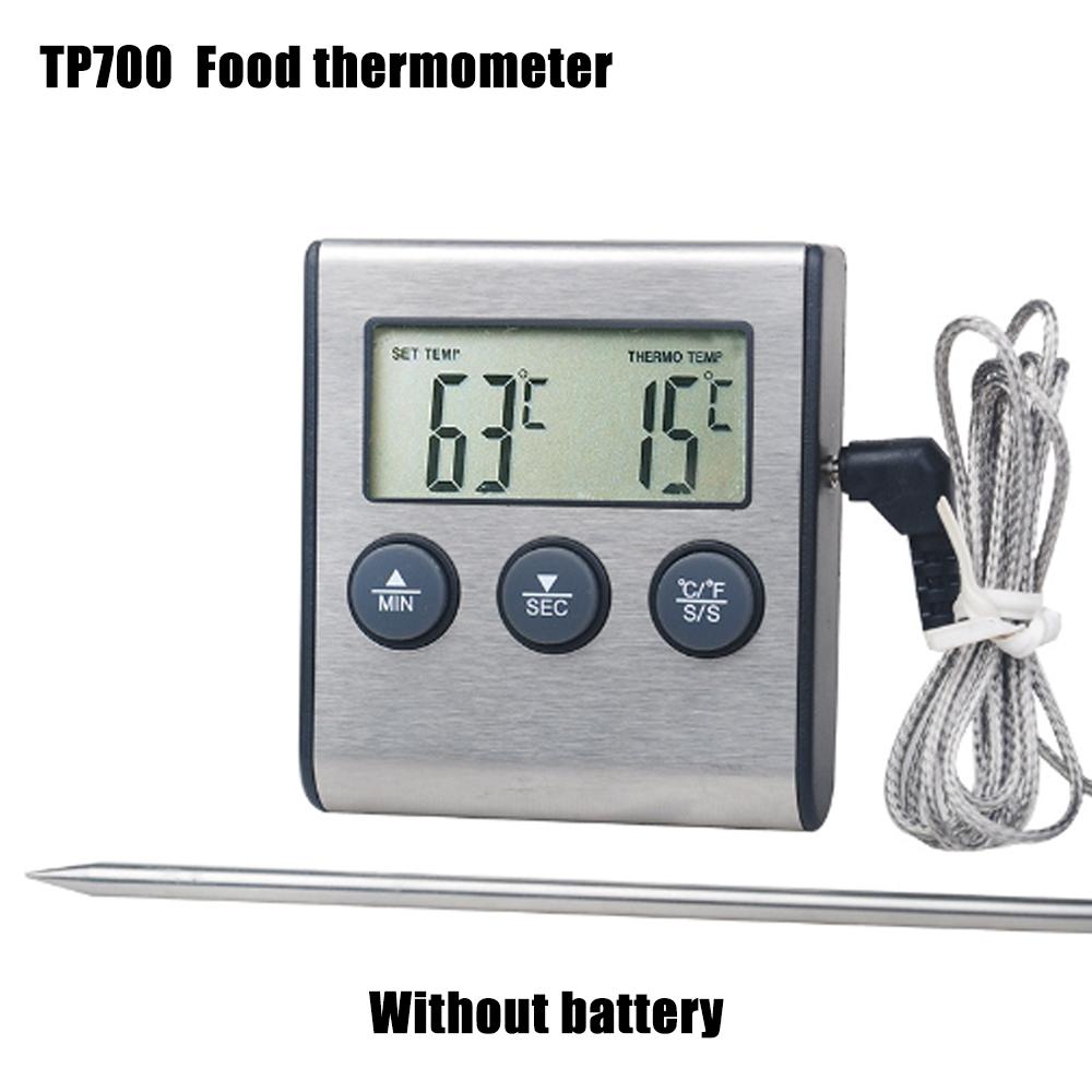 

TP700/TP710 Цифровой ЖК-кухонный термометр для приготовления пищи Температура мяса и продуктов для духовки, барбекю, гриля Таймер с зондом из нержавеющей стали