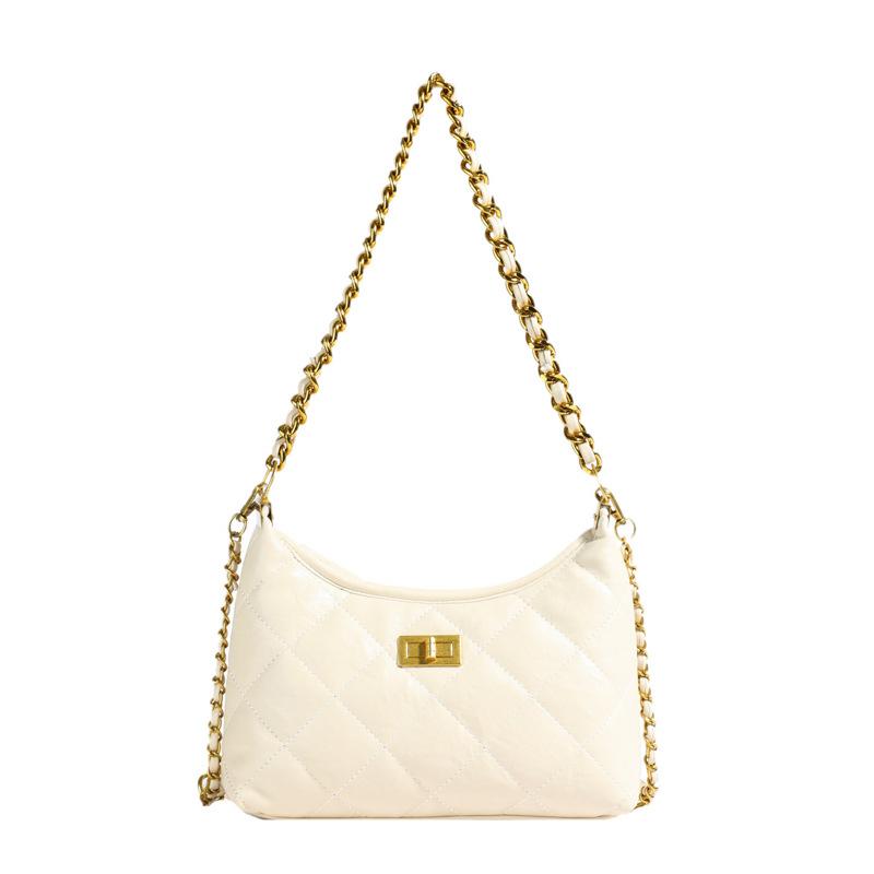 Solid color trend bag women's new diamond chain bag fashion temperament texture shoulder messenger bag armpit