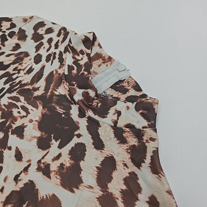 Herbst 2024 Europäischer & Amerikanischer Stil Leopardenmuster Slim Jumpsuit – Modisches Rundhals- & Langarmdesign für Damen