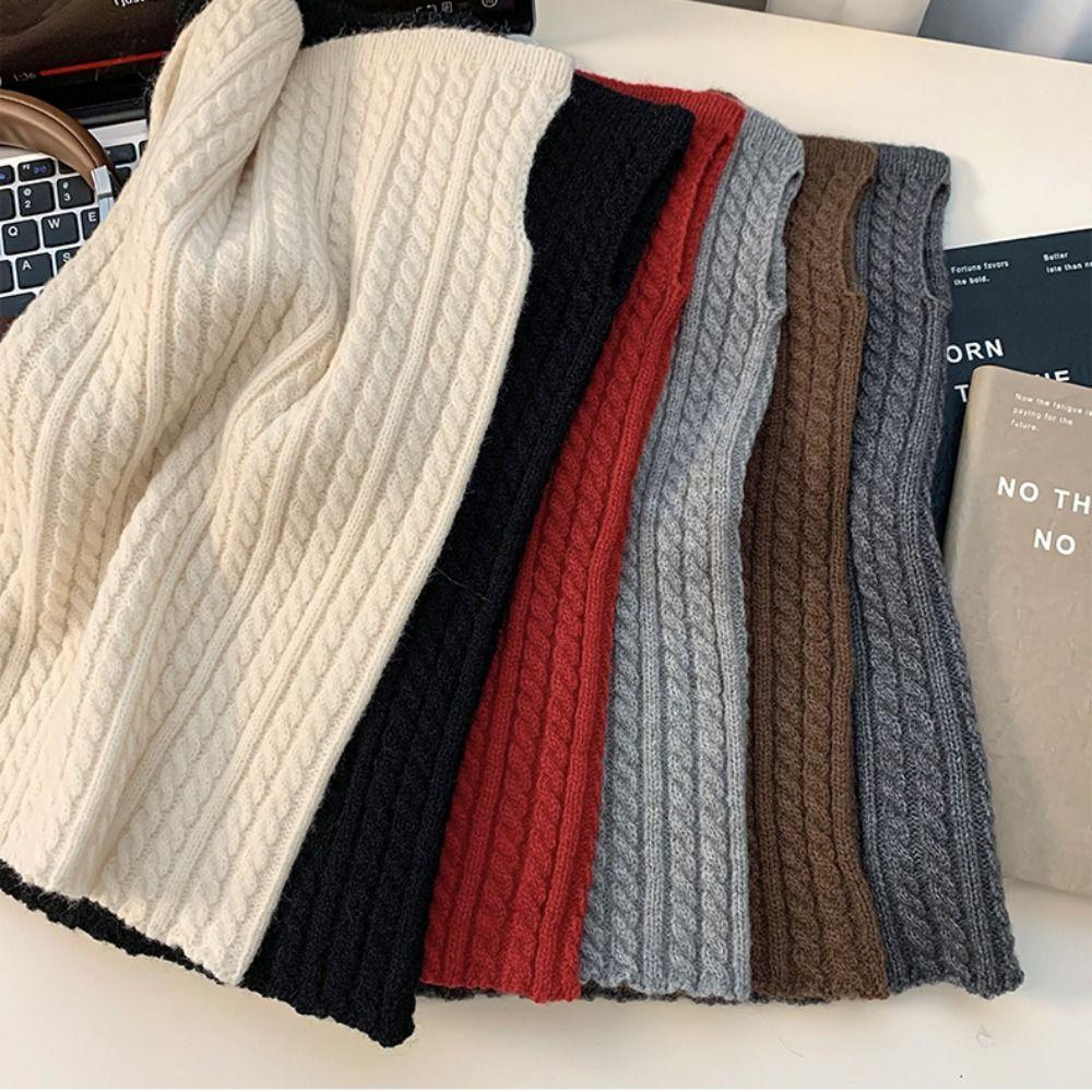 Twists Knitted Scarf Korean Style Pullover Wool Bib Detachable Turtleneck Fake Collar  Student