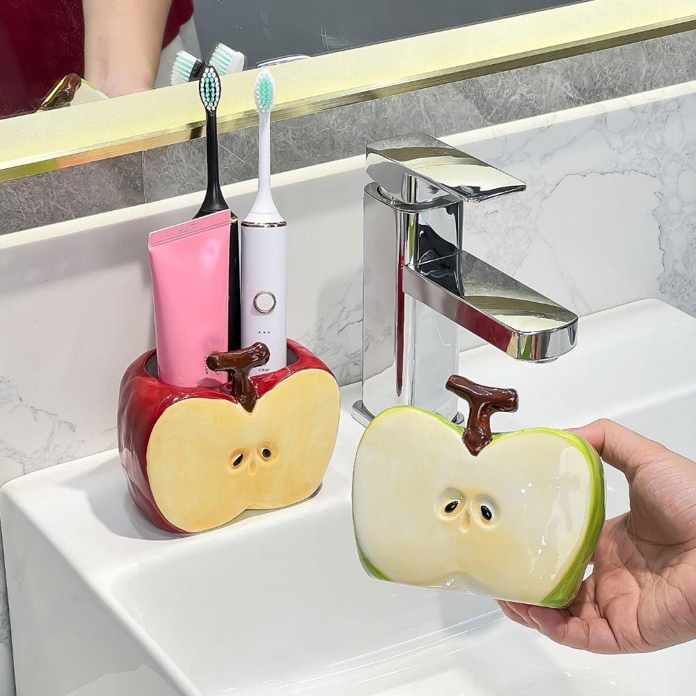 Waterproof Ceramic Toothbrush Holder Creative Bathroom Storage Rack  Home Decor