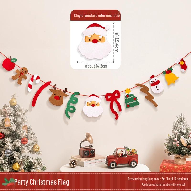 Christmas Tree Hanging Ornaments & Festive Decorations with Atmosphere Lights & Pull Flowers