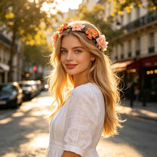 Bridal Flower Crown Boho Artificial Flower Crown Elastic Strap Hair Wreath Holiday Wedding Floral Headband for Bridesmaids Flower Girls