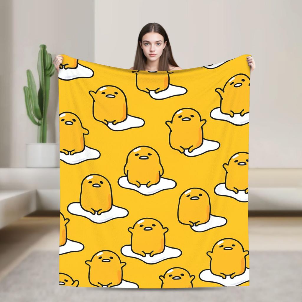 Lazy Egg Gudetama Flannel Blankets Winter Super Warm Throw Blanket for Child Bedroom Funny Bedspread Sofa Bed Cover